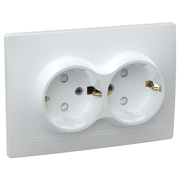 

Розетка IEK ERK21-K01-16-DM 2-м СП Кварта РСш12-3-КБ 16А IP20 с заземл. защ. шторки белая, ERK21-K01-16-DM