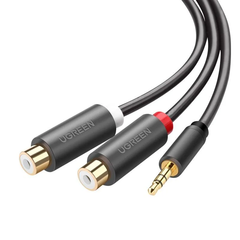 

Кабель аудио UGREEN AV109 3.5mm Male to 2RCA Female Cable. Длина: 25 см. Цвет: серый, AV109