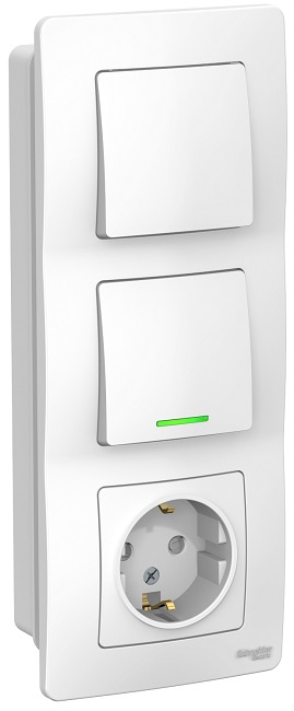 

Розетка Schneider Electric BLNBS101111 з/к шт 16А, 250В+выкл1кл.с подсветкой+выкл 1кл. (белый) внутр, BLNBS101111