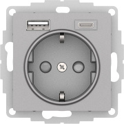 фото Розетка с заземлением с 2 USB Systeme Electric ATN000332