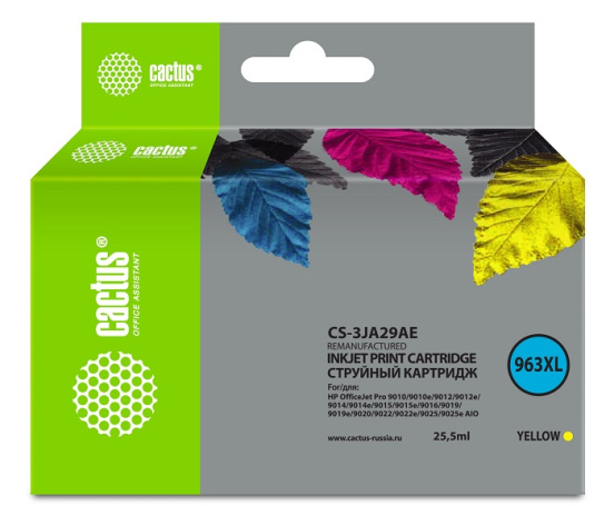 Изображение товара Картридж Cactus CS-3JA29AE желтый для HP OfficeJet Pro 9010 9012 9014 9015 9016 9019