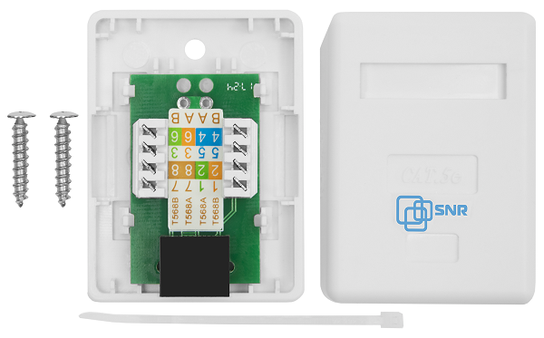 

Розетка SNR SNR-C5E-WO1 накладная 1хRJ45 (SNR-SMB-2108A), SNR-C5E-WO1