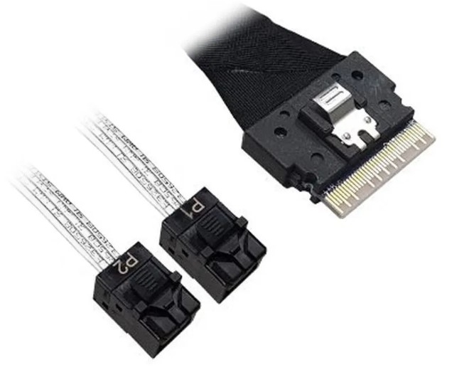 

Кабель ACD MD-6710072 Slimline SASx8 (SFF8654)-to-2*SAS HD (White) x4 (SFF8643 (NVMe Connection), for SuperMicro backplanes, 1m, MD-6710072