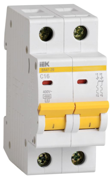 Изображение товара Автоматический выключатель IEK MVA20-2-002-B ВА47-29 2А IP20