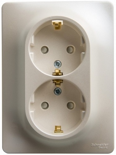 

Розетка Schneider Electric GSL000924 GLOSSA двойная с заземлением в сборе (молочный), GSL000924