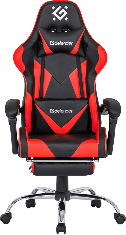 

Кресло Defender PILOT 64354 игровое, черно-красное, полиуретан высокой плотности, газпатрон 3кл, ролики 60мм, подножка, PILOT