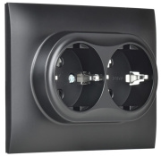 фото Розетка двухместная с заземлением в сборе  IEK SK-R21-16-K02-F