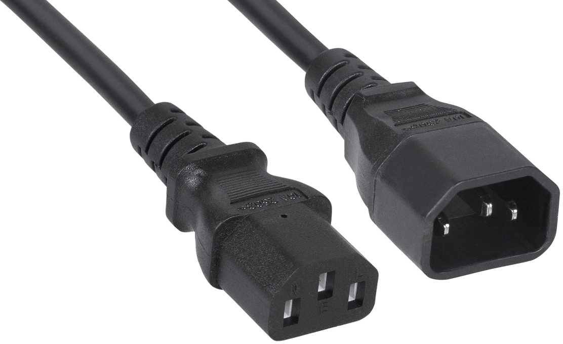 

Кабель питания Filum FL-PC-C13/C14-C1-1.0-BK ПВС-АП 3x1.0 С13 - C14, 220/250В, 10А, чёрный, 1м, FL-PC-C13/C14-C1-1.0-BK