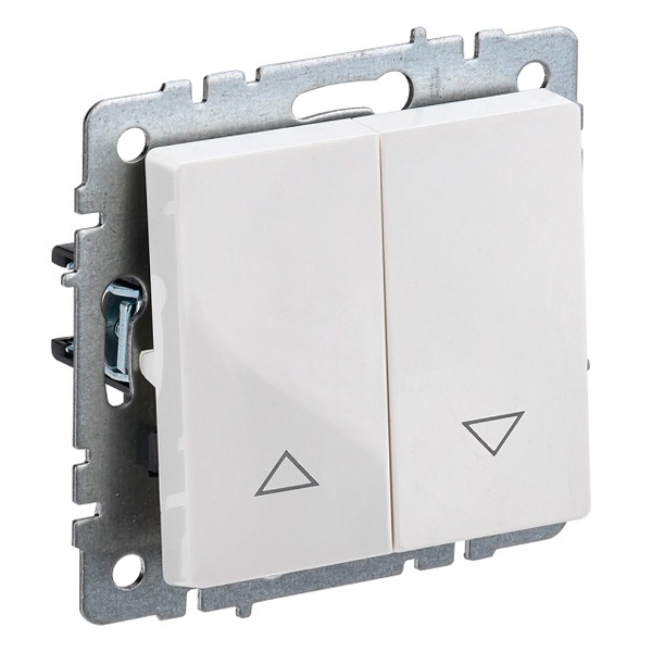 

Выключатель двухклавишный для жалюзи IEK BR-V15-0-10-K01 BRITE 10А ВС10-1-5-БрБ Белый, BR-V15-0-10-K01