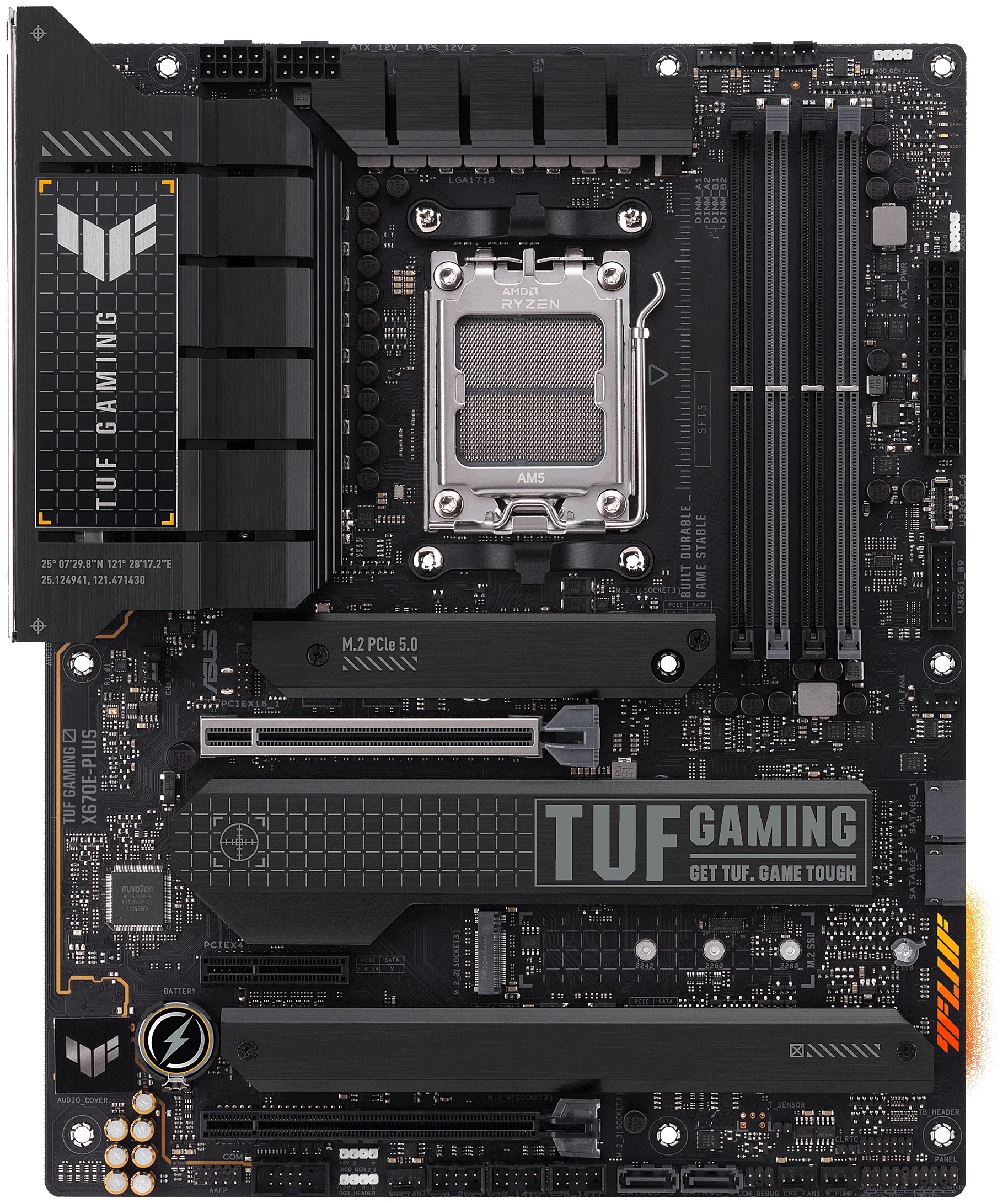 

Материнская плата ATX ASUS TUF GAMING X670E-PLUS (AM5, AMD X670, 4*DDR5 (6400), 4*SATA 6G RAID, 2*M.2, 2.5Glan, HDMI, DP, 2*USB Type-C, 8*USB 3.2, ), TUF GAMING X670E-PLUS
