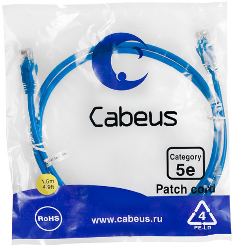фото Кабель патч-корд U/UTP 5e кат. 1.5м Cabeus PC-UTP-RJ45-Cat.5e-1.5m-BL в Смоленске