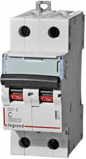 

Автоматический выключатель Legrand 407275 DX³-E 6000 - 6 кА - тип характеристики C, 2П, 230/400 В~, 10 А, 2 модуля, 407275