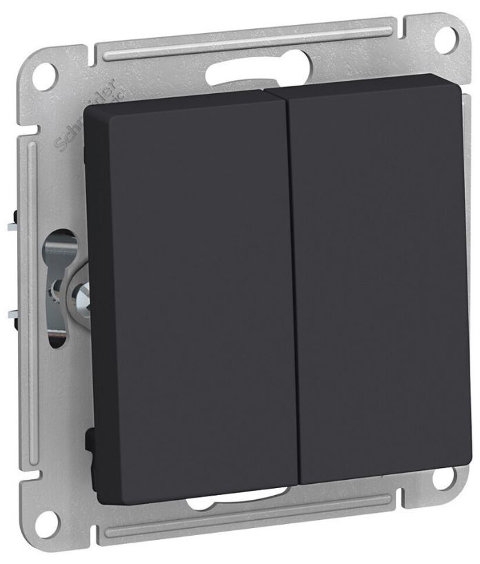 

Выключатель двухклавишный кнопочный Systeme Electric ATN001017 AtlasDesign сх.2, 10А, механизм, Карбон, ATN001017