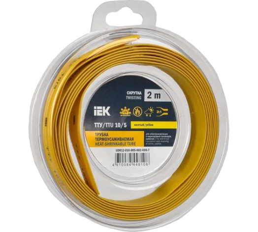 Изображение товара Трубка термоусадочная IEK UDR12-010-005-002-K05-T желтая 2 м