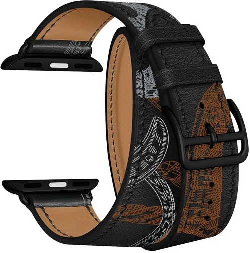 

Ремешок на руку Lyambda MERIDIANA LWA-01-40-BKP кожаный в два оборота для Apple Watch 38/40/41 mm black/white rope, MERIDIANA