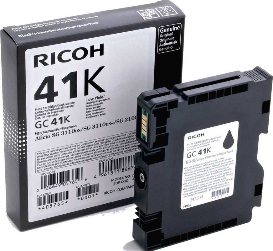 Картридж гелевый Ricoh тип GC 41K 405761 черный (2 500 страниц) для Aficio 3110DN/3110DNw/3110DNw/3100SNw/3110SFNw