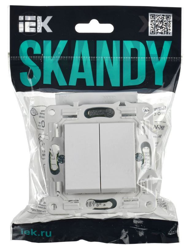 

Переключатель двухклавишный IEK SK-V22-0-10-K01 SKANDY 10А SK-V05W арктический белый, SK-V22-0-10-K01