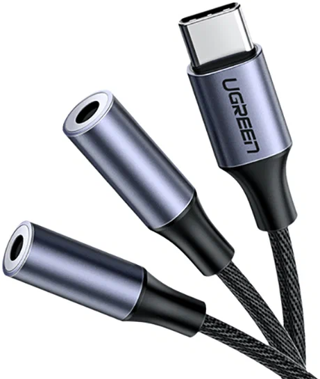 

Разветвитель UGREEN AV144 30732_ USB Type-C Male/3.5mm 2 Female Audio Cable 20cm - Silver, AV144