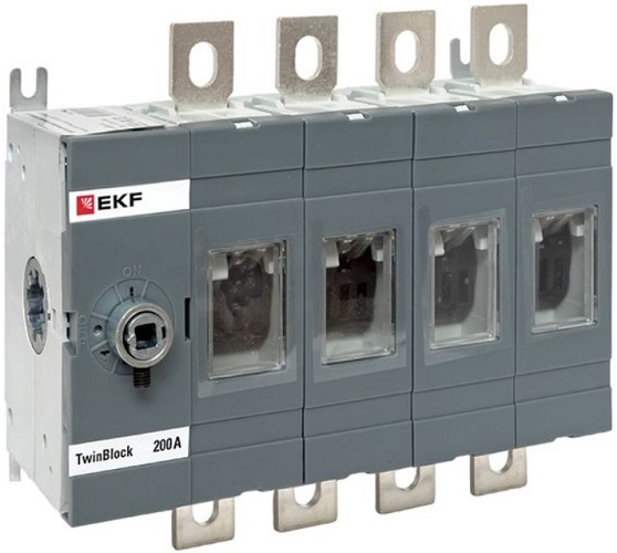 

Рубильник EKF tb-s-200-4p 200A 4P без рукоятки управления TwinBlock, tb-s-200-4p