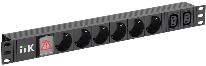 

Блок розеток ITK PH12-6D2C131-P 6 розеток немецкого стандарта + 2 С13 LED 1U каб. 2м немецкого стандарта, PH12-6D2C131-P