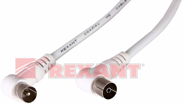 

Кабель Rexant 18-0022 TV PLUG - TV JACK, 1.5м, угловой, белый, 18-0022