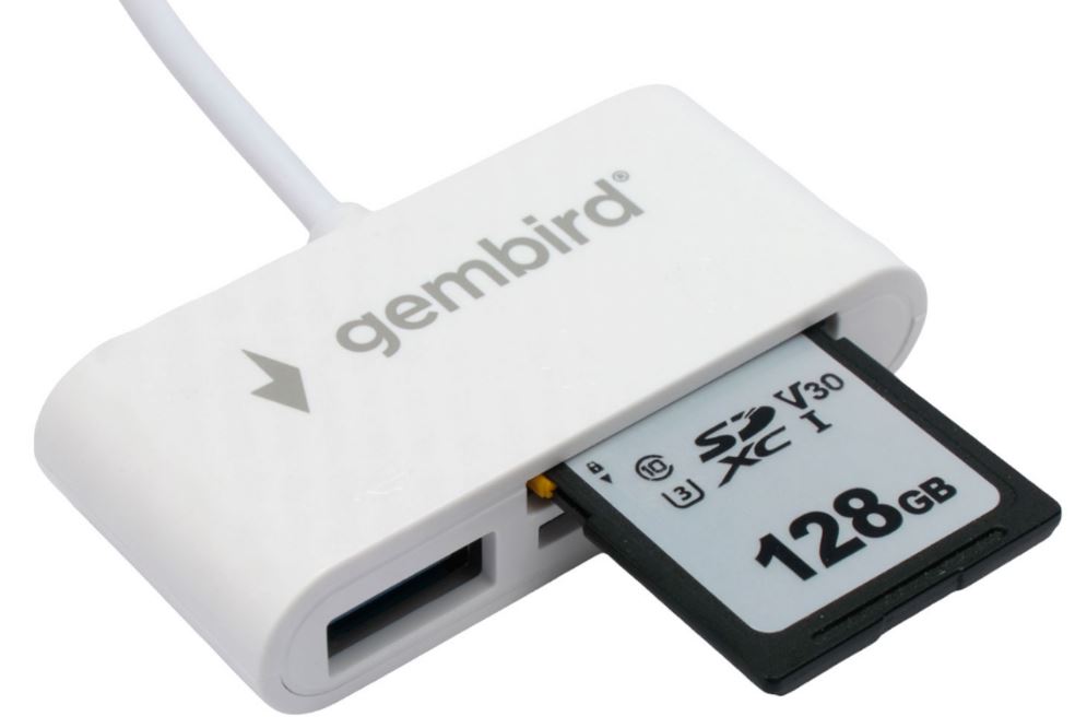 

Карт-ридер Gembird FD2-MSD-2 Type-C (2.0) 3в1: SD, TF (MicroSD), USB2.0, кабель 10см, белый, FD2-MSD-2