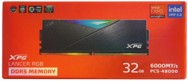 фото Оперативная память DDR5 32 ГБ (1×32 ГБ) ADATA XPG LANCER RGB, 6000 МГц, [AX5U6000C3032G-CLARBK] в Красноярске