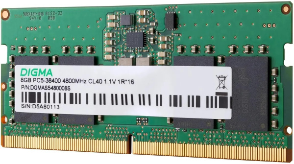 фото Модуль памяти SODIMM DDR5 8GB Digma DGMAS5480008S в Уфе