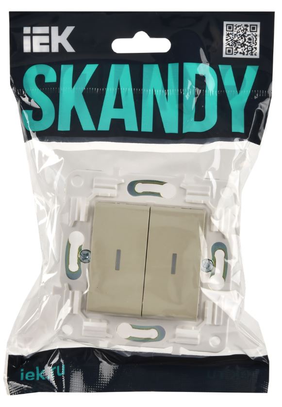 

Выключатель двухклавишный с подсветкой IEK SK-V20-1-10-K10 SKANDY 10А SK-V09B Бежевый, SK-V20-1-10-K10