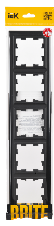 

Рамка пятерная IEK BR-M52-K02 BRITE РУ-5-БрЧ Черный, BR-M52-K02