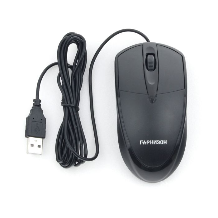

Мышь Гарнизон GM-225 USB, чип- Х, чёрный, 1000 DPI, 2кн.+колесо-кнопка, кабель 1,45м, GM-225