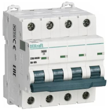 Изображение товара Автоматический выключатель DEKraft 13185DEK серия ВА-105 4 полюса IP20 2 А