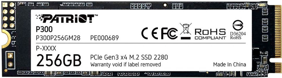 

Накопитель SSD M.2 2280 Patriot Memory P300P256GM28 P300 256GB PCI-E 3.0 x4 3D QLC 1700/1100MB/s IOPS 290K/260K, P300P256GM28
