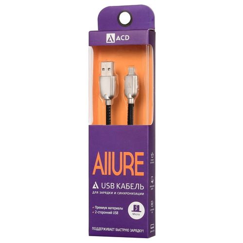 

Кабель интерфейсный ACD ACD-U926-M1B Allure MicroUSB; USB-A Кожа, 1м, черный, ACD-U926-M1B