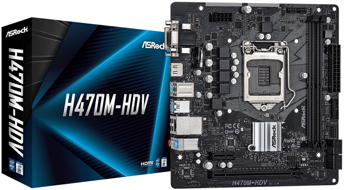

Материнская плата mATX ASRock H470M-HDV (LGA1200, H470, 2*DDR4(2933), 4*SATA 6G RAID, 2*PCIE, 7.1CH, Glan, D-Sub, DVI-D, HDMI, 4*USB 3.2), H470M-HDV
