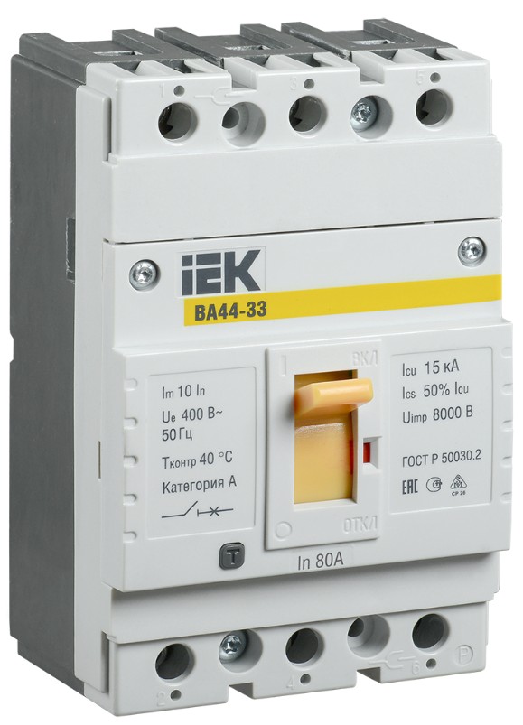 

Автоматический выключатель в литом корпусе IEK SVA4410-3-0080 ВА44 33 3Р 80А 15кА, SVA4410-3-0080