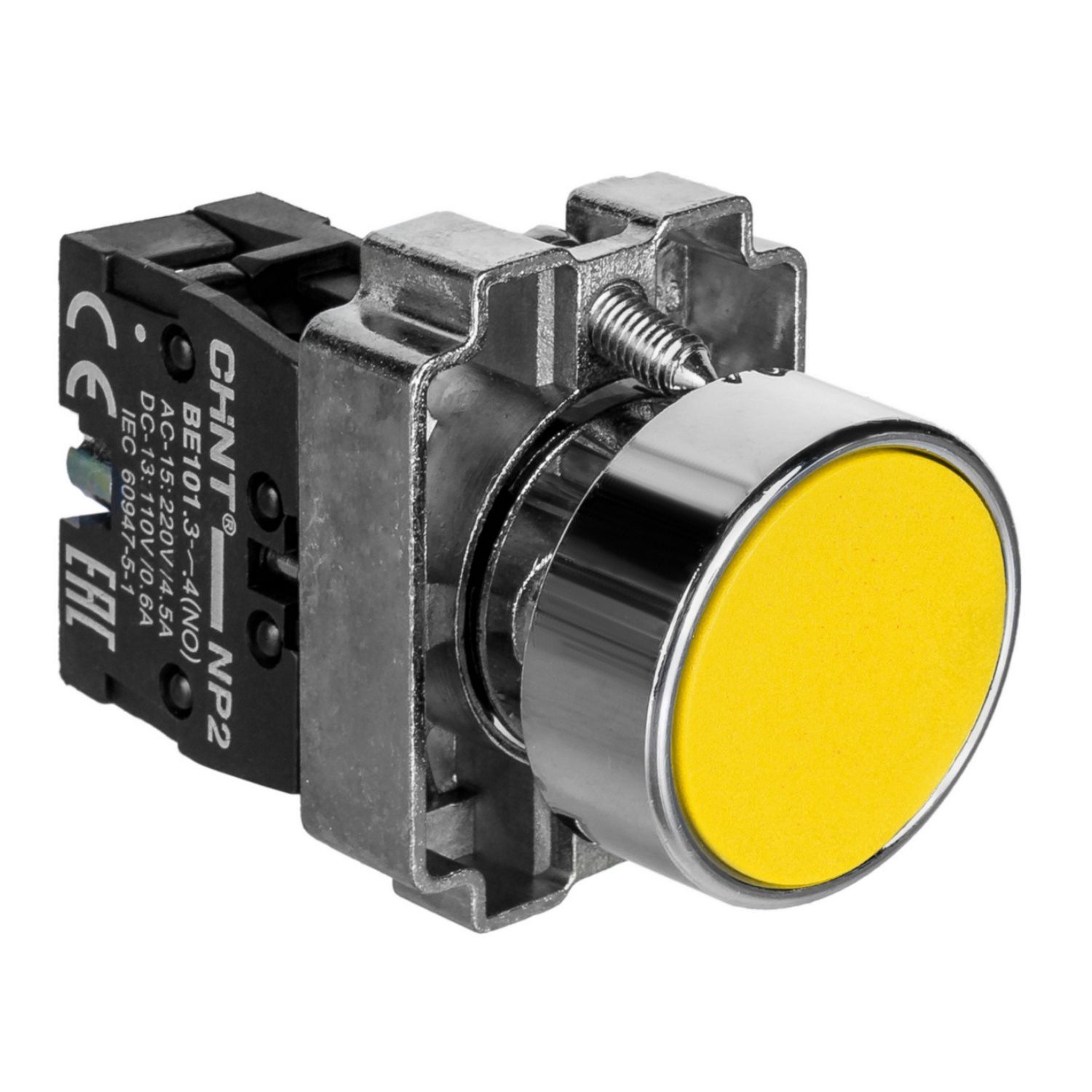 

Кнопка управления CHINT 573959 NP2-BA51 без подсветки желтая, 1НО, IP40 (R), 573959