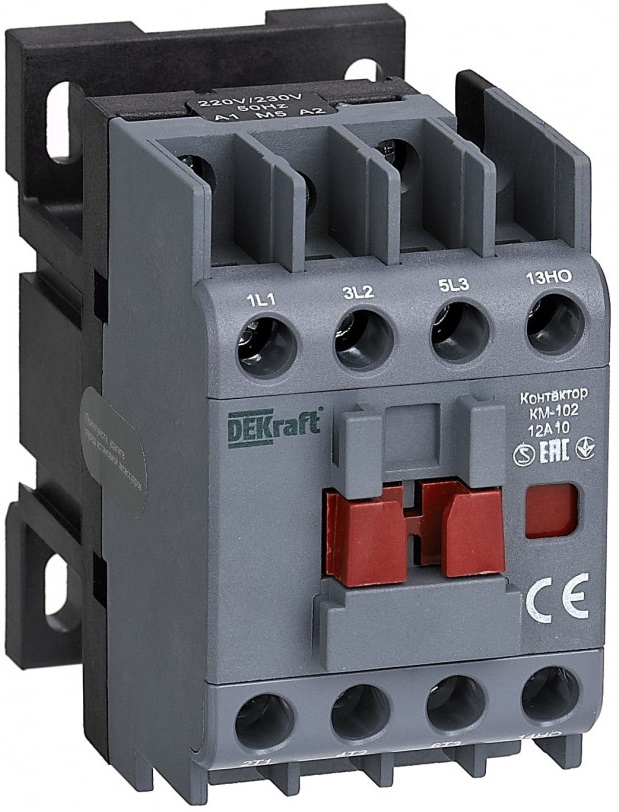 

Контактор DEKraft 22074DEK 12А 24В АС3 АС4 1НЗ КМ-102, 22074DEK