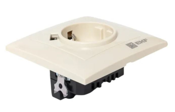 фото Розетка с заземлением с 2 USB в сборе EKF EWR16-028-20-2USB в Омске
