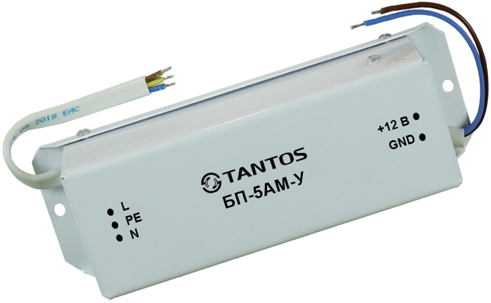 

Блок питания Tantos БП-5АМ-У импульсный 12В, 5А, герметичный (уличный) металлический корпус IP67, -35...+35°С, БП-5АМ-У