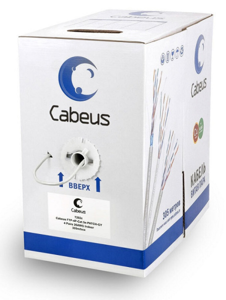 фото Кабель витая пара F/UTP 5e кат. 4 пары Cabeus FTP-4P-Cat.5e-PATCH-GY в Санкт-Петербургe