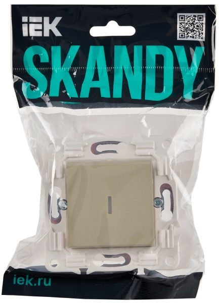 

Переключатель одноклавишный IEK SK-V12-1-10-K10 SKANDY с инд. 10А SK-V08B бежевый, SK-V12-1-10-K10