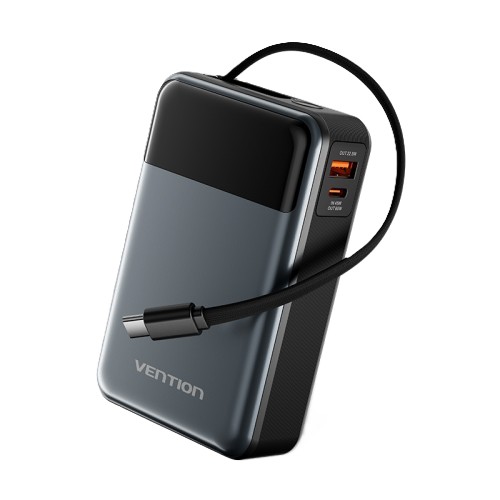 

Аккумулятор внешний Vention FHYB0 20000mAh(USB-C + USB-C/USB-A) со встроенным кабелем 65W с LED Дисплеем, FHYB0