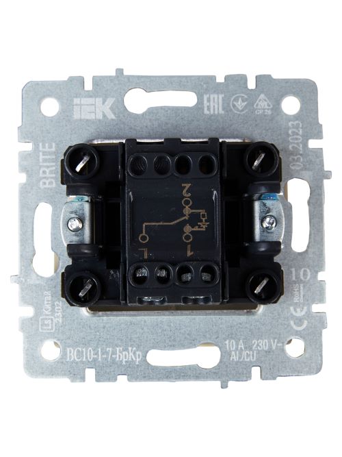 

Переключатель одноклавишный IEK BR-V12-1-10-K10 BRITE с инд. 10А ВС10-1-7-БрКр Бежевый, BR-V12-1-10-K10