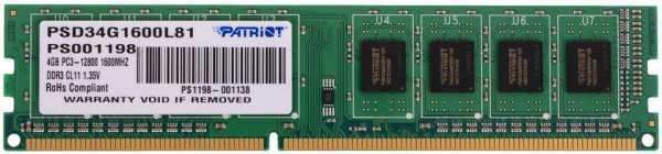 фото Модуль памяти DDR3L 4GB Patriot Memory PSD34G1600L81 в Омске