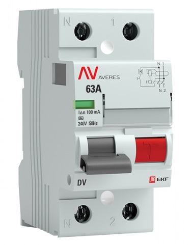 

УЗО EKF rccb-2-63-100-a-av DV 2P 63А/100мА (A) AVERES, rccb-2-63-100-a-av