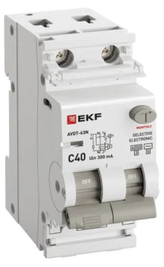 

Автомат дифференциальный EKF D63N26ES40C300 АВДТ-63N 1P+N 40А (C) 300мА (AC-S) эл 6кА PROXIMA, D63N26ES40C300