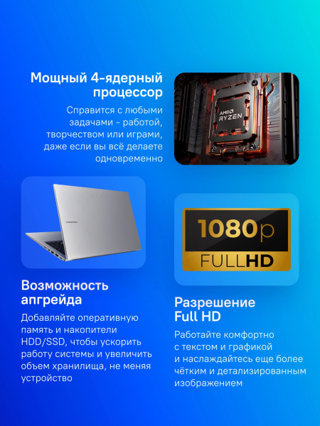 фото Ноутбук  Maibenben M553 в Красноярске 15.6 ", Ryzen 3, 8 Гб RAM, 512 Гб SSD, Radeon Graphics, Серебристый