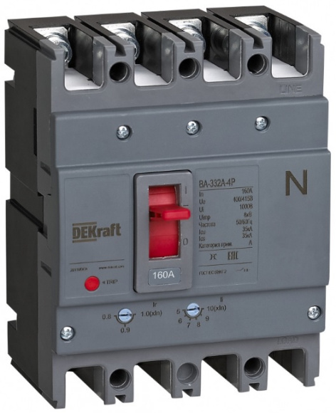 Изображение товара Автоматический выключатель в литом корпусе DEKraft ВА-330А 4П 40А защита цепей