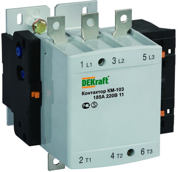 

Контактор DEKraft 22154DEK 185А 220В АС3 1НО+1НЗ КМ-103, 22154DEK